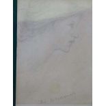 Manner of Burne-Jones, The Dreamer, pencil sketch, inscribed with title,