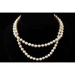 NECKLACE - Choker Length Double Strand Necklace of (98) 18mm Baroque Pearls set with round 14K white