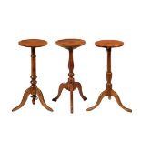 (3) QUEEN ANNE CANDLESTANDS - Similar Ring and Urn Turned Stands with snake foot tripod bases and