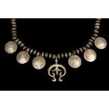 GENT'S NECKLACE - Rare Navajo Silver Peace Dollar Necklace made with Mercury Dimes and Drop Pendant,
