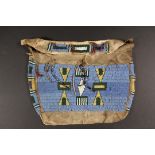 SIOUX BEADED HIDE POSSIBLE BAG - Late 19th c. Deer Hide Bag in two-sided form with shallow flap,