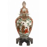 PALACE SIZE JAPANESE VASE - Impressive Arita Porcelain Vase, eight-sided, with temple form pierced