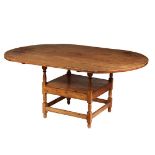 CHAIR TABLE - Large Top Lozenge Shaped Pumpkin Pine Chair Table, early 19th c. New England, with