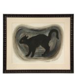 CHRIS RITTER (KS/ME/NY, 1906-1976) - "Black Cat", watercolor on paper, unsigned, but with COA