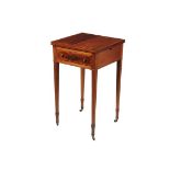 MAHOGANY HEPPPLEWHITE STAND - String Inlaid Mahogany Stand with fold out banded edge top,