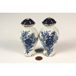 PAIR OF RARE MINIATURE DELFT POTTERY JARS - 18th c. Child Sized Faux Chinese Ginger Jars with