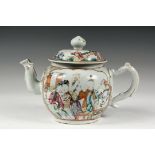 CHINESE EXPORT TEAPOT - Scarce Late 18th c. Oversized Mandarin Pattern Teapot, with court and