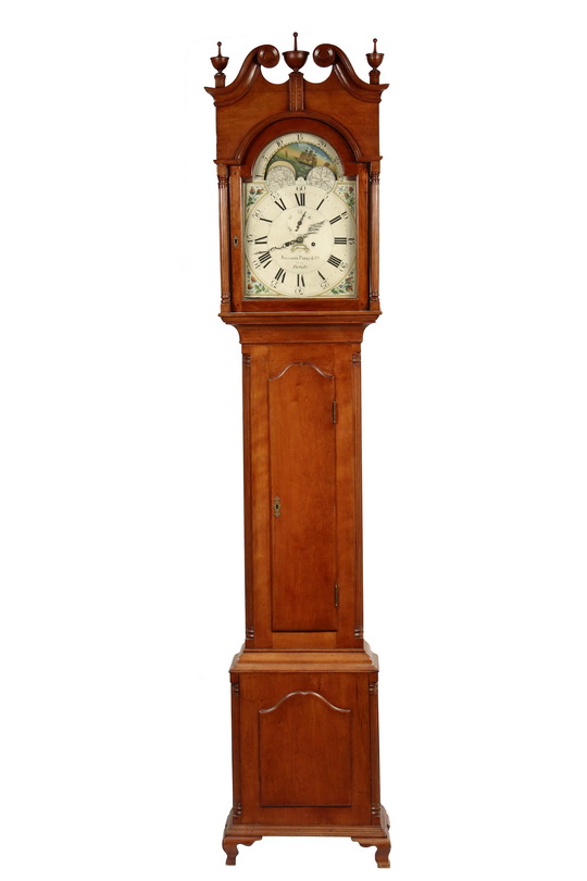 FEDERAL PERIOD TALL CLOCK - Tallcase Clock in Cherry, made by Solomon Parke & Co, Philadelphia,