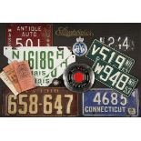 (30 PCS) MOTORING MEMORABILIA - Including (23) Vintage License Plates: Pair of NH 1915, MA 1915,