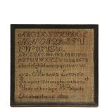 NEEDLEPOINT SAMPLER - Alphabet and Number Sampler, wool on linen, "Miranda Lewis's Sampler wrought