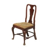 QUEEN ANNE SIDECHAIR - Period Mahogany Sidechair with shaped urn splat, what may be the original