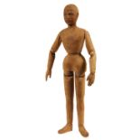 ARTIST'S MANNEQUIN - Articulated Male Posing Figure in unfinished pine and poplar, with detailed