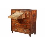 EARLY CAMPHORWOOD CAMPAIGN CHEST - Chinese Export Two-Part Chest for the English Market, circa 1815,