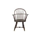 WINDSOR CHAIR - Circa 1800 Sack Back Windsor Armchair, found in Maine, with bent oak rails, ash