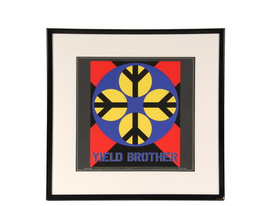 ROBERT INDIANA (NY/ME/IN, 1928 - ) - "Yield Brother, 1962", a 1983 printing, inscribed at bottom "