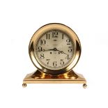 SHIP'S DESK CLOCK - Solid Rose Brass Cased Chelsea 8 1/2" Desk Clock, the dial marked by AE Caldwell