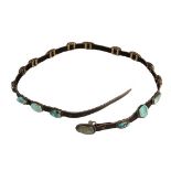 BELT - Turquoise, Sterling and Leather Native American Crafted Belt by Lela Platero, with (17)
