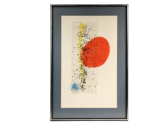 JOAN MIRO (Spain, 1893-1983) - "Soleil et Vent", etching and aquatint in colors on BFK Rives, signed