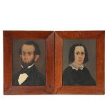 WILLIAM MATTHEW PRIOR (MA/ME, 1806-1873) - Pair of Portraits of Middle Aged Couple, oil on pine