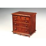 MINIATURE DRESSER - Mahogany Federal Style Chest with overhanging molded top, two over three