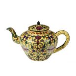 CHINESE ENAMEL TEAPOT - 19th c. Teapot with Imperial yellow ground, overall decoration of vines