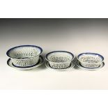 (6) CHINESE EXPORT SERVING PIECES - 18th/19th c. Canton Porcelain, in Blue Willow pattern,