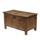 PILGRIM ERA OAK BLANKET CHEST - 17th c. Oak Chest, having recessed panel lid, front, sides and back,