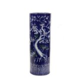 CHINESE PORCELAIN UMBRELLA STAND - Cylindrical Hall Stand, mid 19th c., having cobalt field with