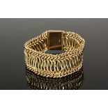 BRACELET - Circa 1950 Chain Link Design Bracelet in two-tone 14K yellow gold, stamped BB on clasp,