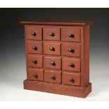 COUNTRY STORE SPICE CABINET - Early 19th c. Maine Twelve-Drawer Cabinet in pine with the original