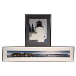 WATERCOLOR & PANORAMIC PHOTO - HARRISON COTTINGHAM (Contemporary ME); "Owls Head Light",