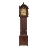 TALL CASE CLOCK - Walnut Tall Case Clock with painted dial, marked "Frederick Wingate, Augusta,