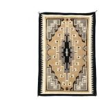 NATIVE AMERICAN RUG - 39" X 59" - Navajo Two Grey Hills Rug, mid 20th c., with fields of sand and