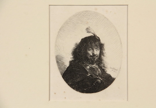 IGNACE JOSEPH DE CLAUSSIN (1766-1844), AFTER REMBRANDT - "Self-Portrait in Plumed Cap with Lowered