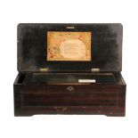 SWISS MUSIC BOX - Circa 1890 Swiss Tabletop Cylinder Music Box, 10 tune, in grain painted and