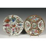 (2) CHINESE EXPORT PLATES - Both 19th c, including: Famille Rose with deep well, four figures of men