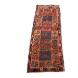 EAST ANATOLIAN LONG RUG - 3'5" X 9'4" - Late 19th c, five large square medallions with one