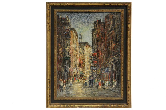 ARNOLDUS OLDENHAVE (Netherlands, 1905-1997) - Amsterdam Street Scene, oil on canvas, signed lower