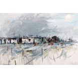 Hamish MacDonald (Scottish 1935-2008) ARR Framed oil on canvas, signed ‘Landscape Coastal Village’