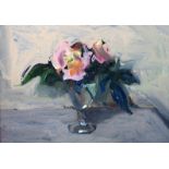 David Ross Warrillon Framed oil on board ‘Roses’ 20cm x 22cm