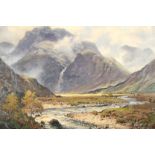 George Melvin Rennie (Scottish 1874-1953) Framed oil on canvas ‘Glen Nevis An Gearanach and Falls of