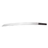 A JAPANESE SHORTSWORD (WAKIZASHI) with curved single-edged blade with wavy hamon, plain tang pierced