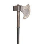 **A DECORATED AXE, 18TH CENTURY, EAST EUROPEAN OR OTTOMAN with heavy crescentic head decorated on