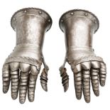 **A PAIR OF FINGERED GAUNTLETS, 19TH CENTURY, IN THE SOUTH GERMAN STYLE OF THE MID-16TH CENTURY each