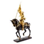 **EMMANUEL FRÉMIET (FRENCH 1824-1910): JEANNE D'ARC À CHEVAL later parcel-gilt and brown repatinated