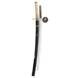 **A JAPANESE SWORD (KATANA) with curved single-edged blade with some wavy hamon (areas of