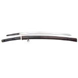 A JAPANESE SWORD (KATANA) with curved single-edged blade with wavy hamon (repolished, partly