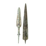 TWO NORTH-WEST PERSIAN BRONZE SPEARHEADS, AMLASH 1200-1100 B.C. AND MARLIK 14TH/10TH CENTURY B.C. in