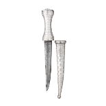 AN OTTOMAN TURKISH W.W.I MILITARY DAGGER of regulation type, with silvered hilt, in its silvered