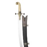 AN OTTOMAN SWORD (SHAMSHIR), TURKEY, 19TH CENTURY with curved single-edged blade etched with a '